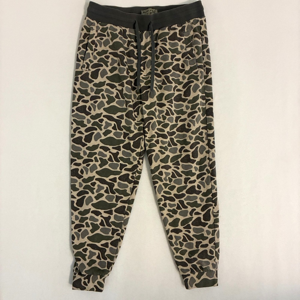 Burlebo Fleece Jogger Pants Mens M Camo Drawstring Sweatpants Active Athleisure